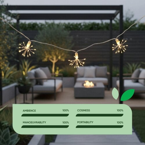 Gardenwize 10-Piece Solar String Lights – 2m Solar Starburst LED Lights