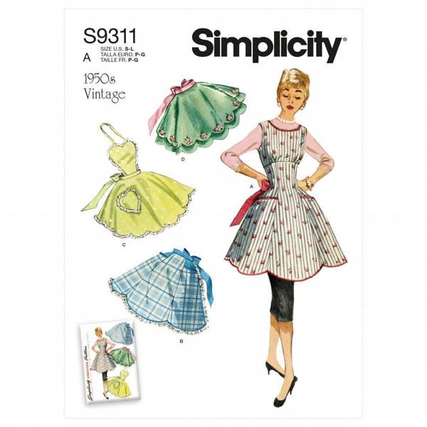 Simplicity Sewing Pattern 9311, Aprons, Vintage Style for Women, A (S-M-L) - Intermediate