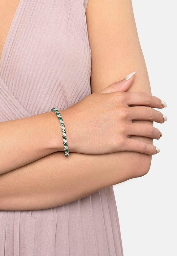 Latelita Viscountess Tennis Bracelet Emerald Silver