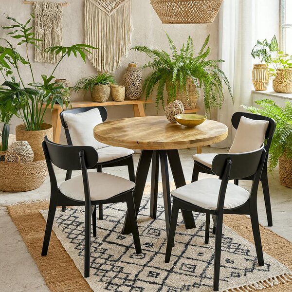 Wyld Haus California Round Solid Wood and Metal 4 Seater Dining Table