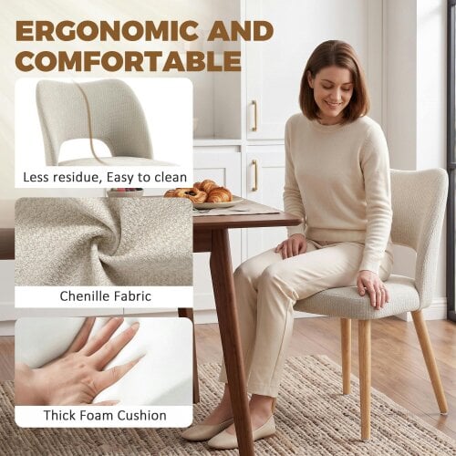HOMCOM Dining Chairs Set of 2 Curved Open Back