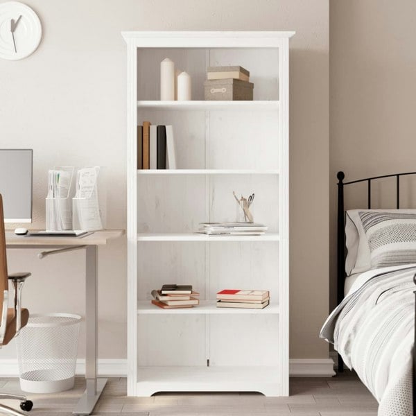 Berkfield Bookcase BODO White 80x38x180 cm Solid Wood Pine 5-Tier
