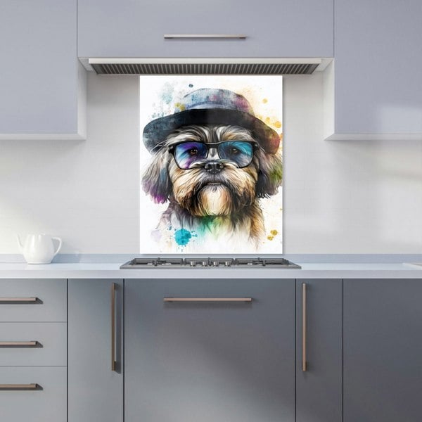 Warren Reed - Designer Lhasa Apso Dog With Glasses Splashart Kitchen Splashback