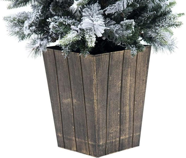 4ft and 5ft Pre-Lit Snow Flocked Artificial Christmas Tree with Pine Cones, Red Berries and Warm White LEDs image 9
