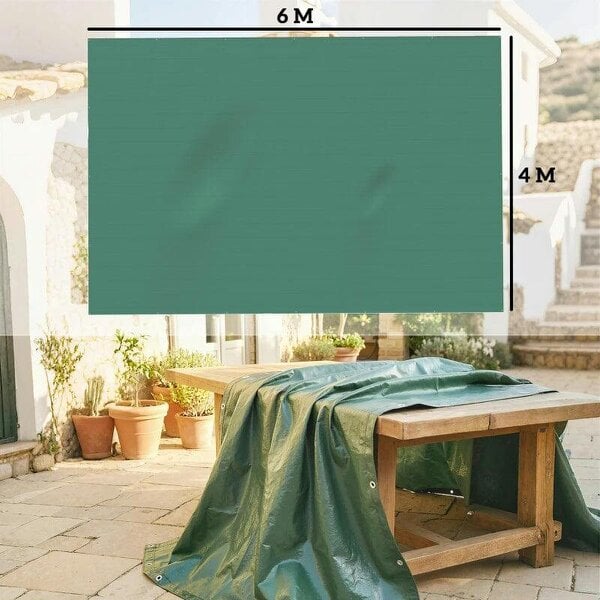 4 x 6m Waterproof Tarpaulin, 90GSM Tear-Resistant PE Tarp with Reinforced Grommets, UV Protected Cover