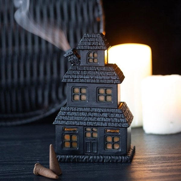 Serano Black Haunted House Incense Cone Holder