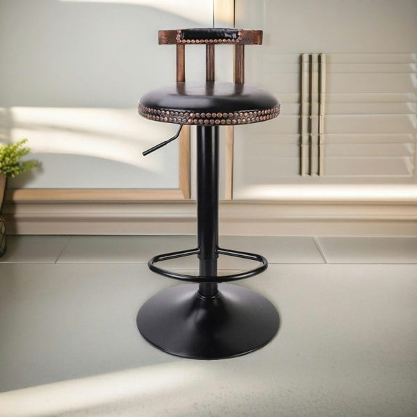 Rafaelo Mobilia 2PC Vintage Style Height Adjustable 360 Swivel Bar Stools Set Black