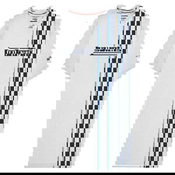 Lambretta Mens SS25 Racing Stripe T-Shirt - White/Navy/Azure