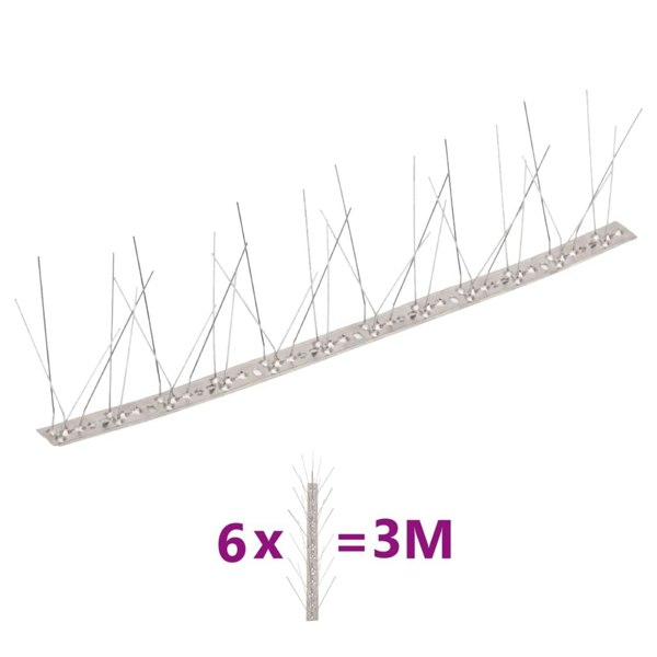 Berkfield 5-row Stainless Steel Bird & Pigeon Spikes Set of 6 3 m