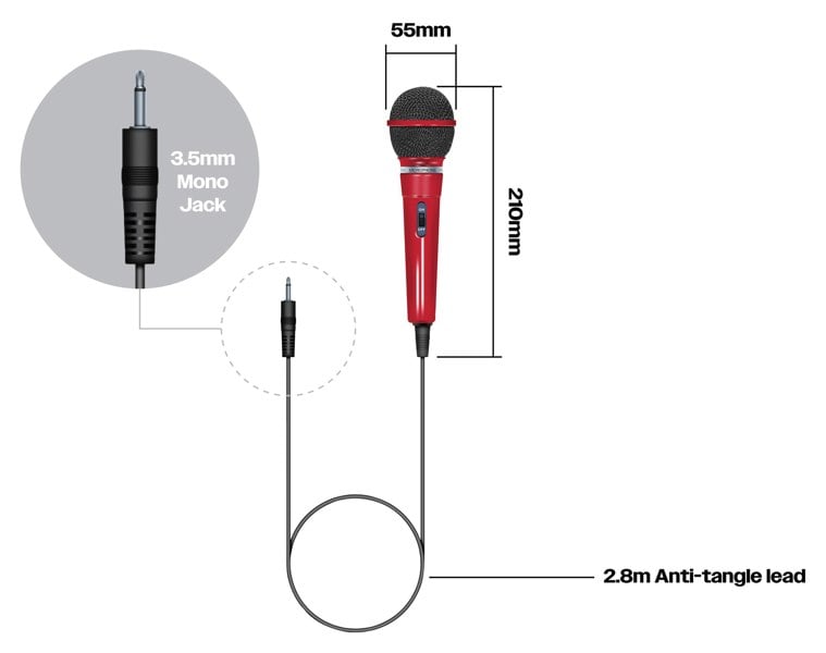 Mr Entertainer Red Plastic Microphone 3.5mm