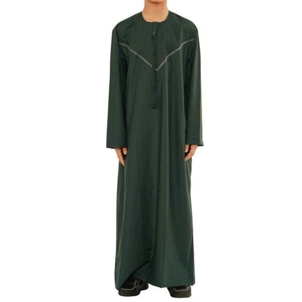 HM10 - Boy's Thobe Emirati Omani Zipped Jubba - Green - Thobez - 8