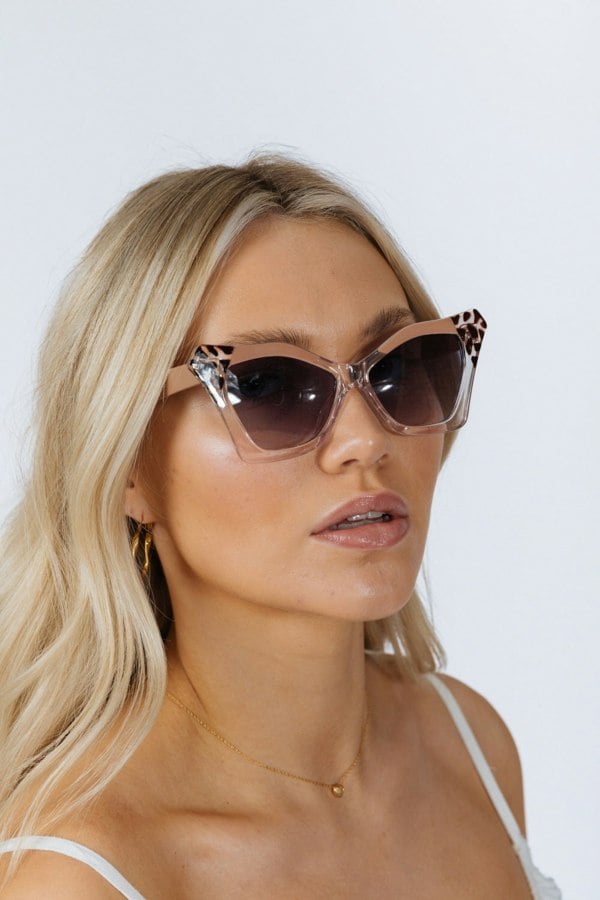 SVNX Oversized Cat-Eye Sunglasses in Nude