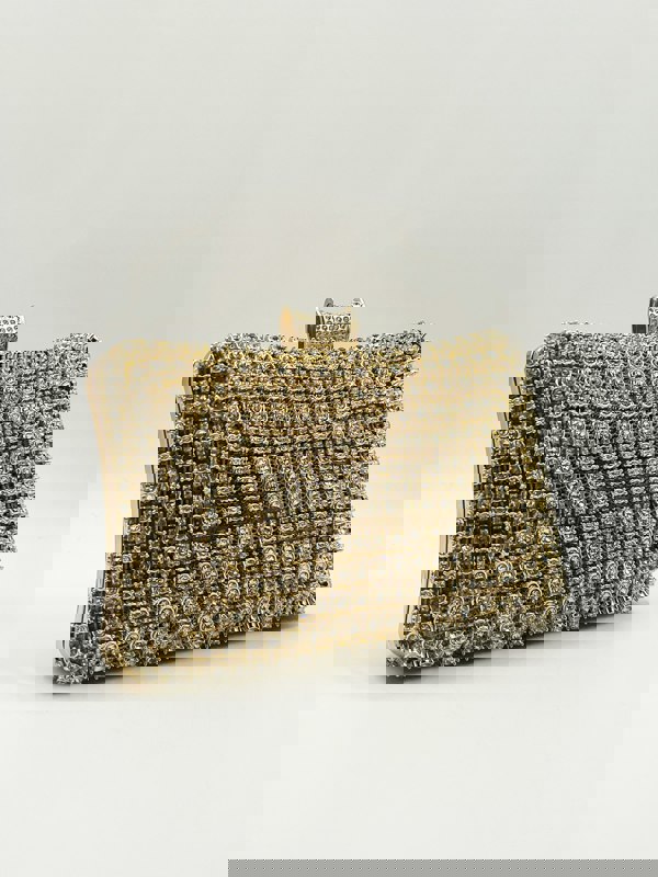 SVNX Gold Diamante Clutch Bag