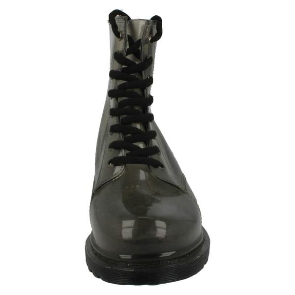 Spot On Ladies Spot On Chunky Heel Transparent Boots