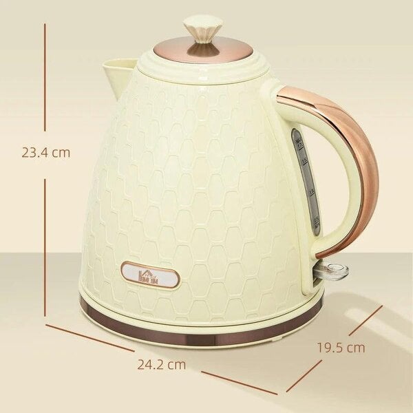 Electric Kettle, 1.7L, Fast Boil, 3000W Cordless Water Kettle with Removable Washable Anti-scale Filter, Beige