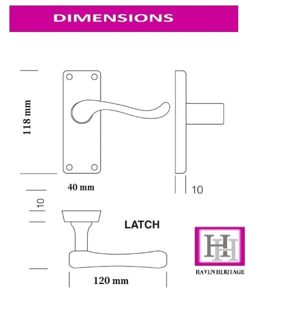 EDH Door Hardware Haven Heritage 7 Sets of Victorian Scroll Latch Door Handles Polished Chrome Hinges & Latches Pack Sets 118MM X 40MM