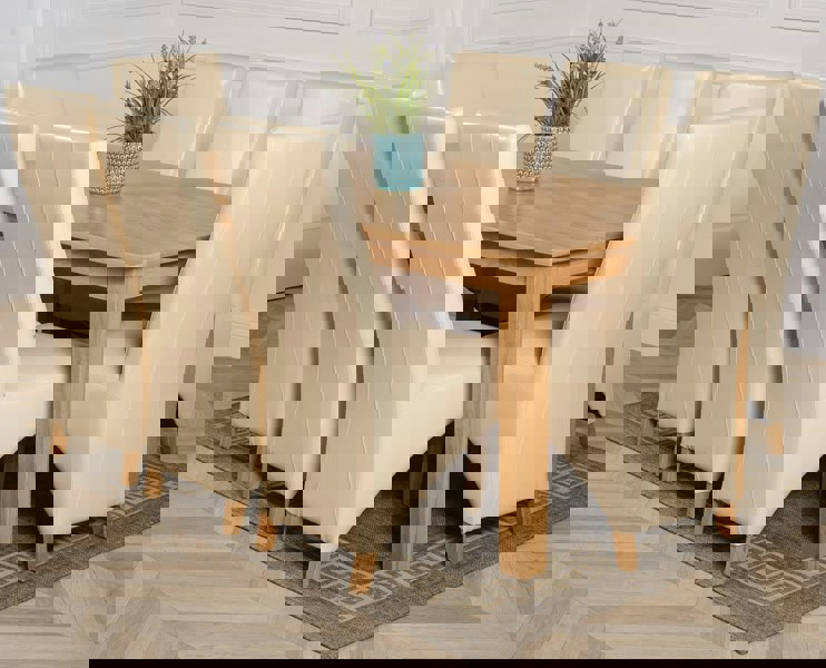 That's Furniture Oslo 180 x 90cm Large Oak Dining Set with Lola Leather Chairs