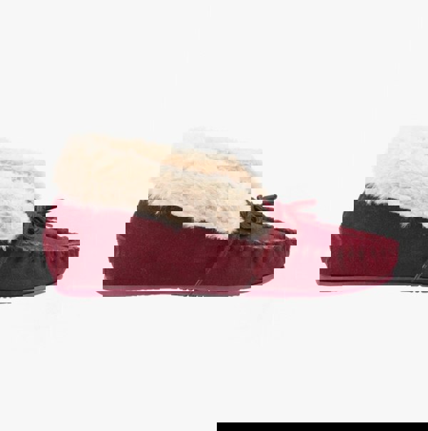 Hush Puppies PHILIPPA Womens Suede Moccasin Slippers Dark Red