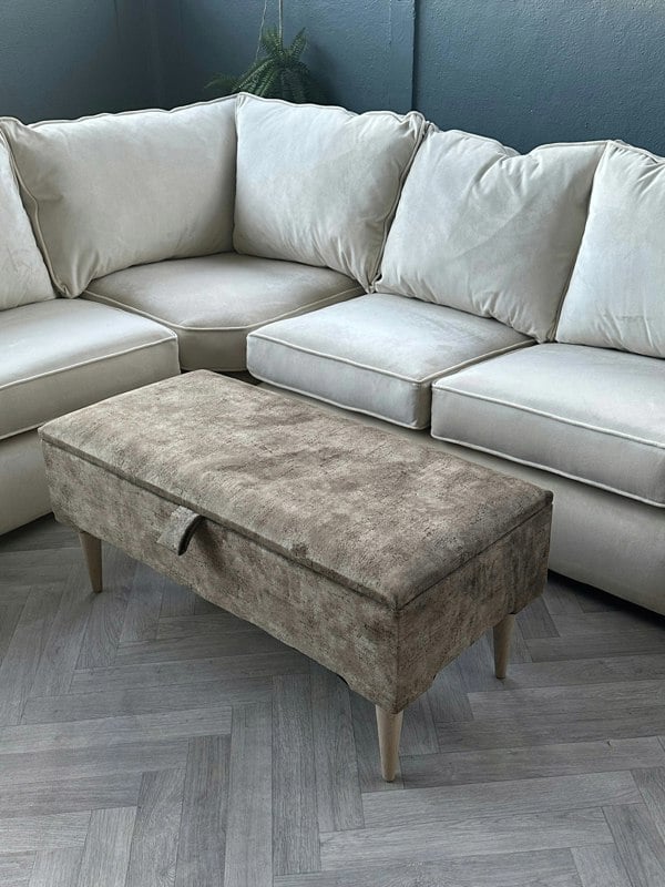 ISTOOLS Premium marble Brown Storage Ottoman Bench – Multi-Purpose Coffee Table & Extra Seating | ISTOOLS