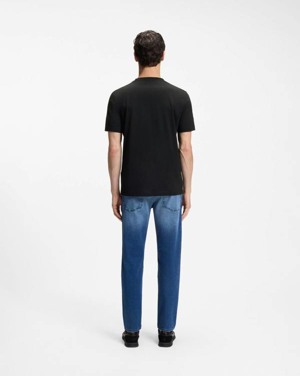 BOSS Orange Te Logo Regular-fit T-shirt in cotton with logo print - Black 001 back, full length