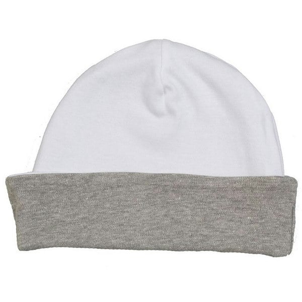 Babybugz Baby Unisex Reversible Slouch Hat - White/Heather Grey Melange