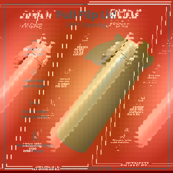 ION8 Leak Proof Slim Water Bottle, Stainless Steel, Desert, 600ml (20oz)