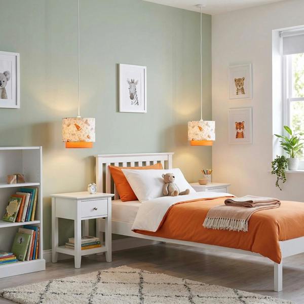 Safari Animals Childrens Pendant Light Shade with Double Tier Design Image 6