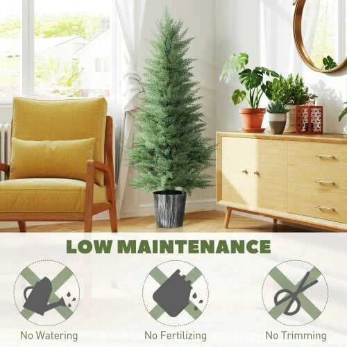 Wyld Haus Reno Set Of 2 Artificial Cypress Style Trees With Decorative Pots For Indoor And Outdoor Use