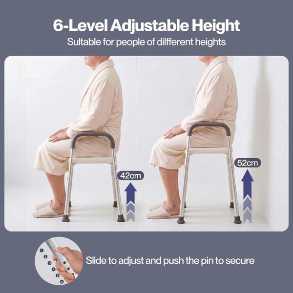 Levede Bathroom Shower Chair Adjustable Bath Stool Seat with Handles Disabled