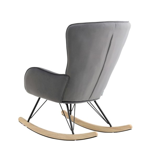 Living and Home Modern Grey Upholstered Rocking Chair for Living Room Bedroom