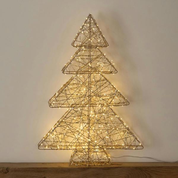 Samuel Alexander 60cm Gold Light Up Christmas Tree with 300 Warm White LEDs & Timer