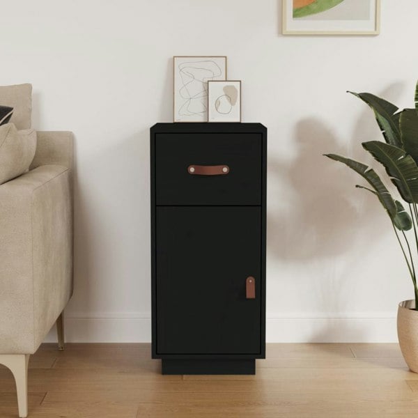 Berkfield Sideboard Black 34x40x75 cm Solid Wood Pine