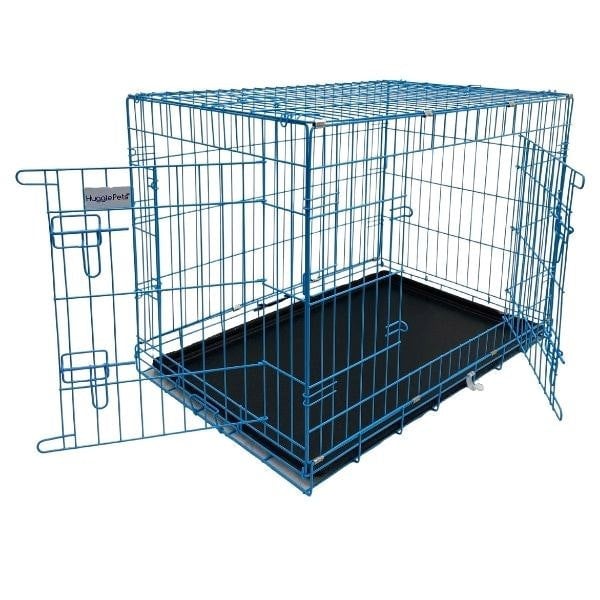 HugglePets Pink / Blue Dog Cage with Plastic Tray