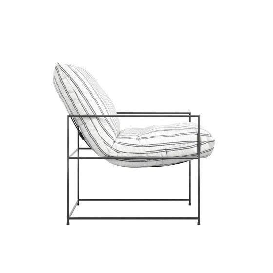Wyld Haus Drogheda Stripe White Accent Chair Metal Frame