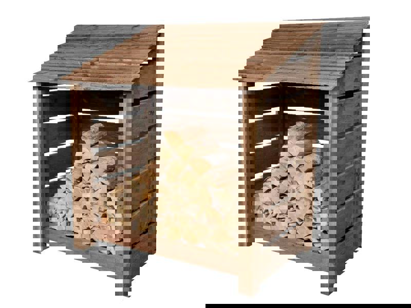 Arbor Garden Solutions Slatted Wooden Log Store  W-119cm, H-126cm or 180cm, D-88cm - Brown Finish