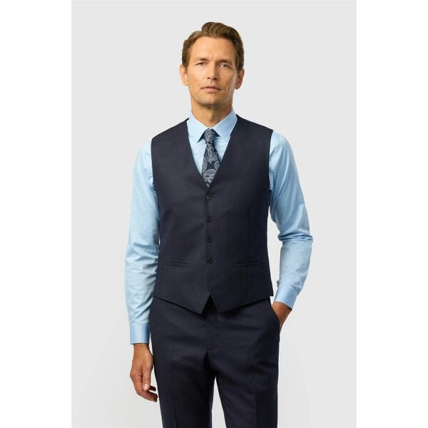 Ted Baker Tailored Fit Navy Stretch Flannel Waistcoat
