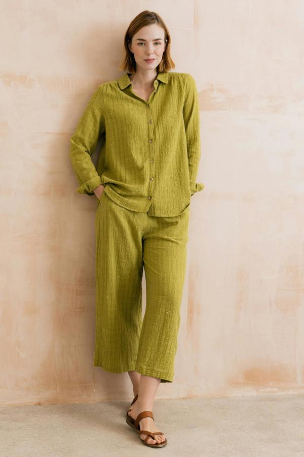 Lily & Me Savannah Textured Seersucker Shirt Lime