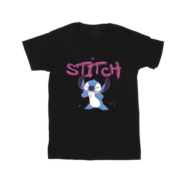 Disney Girls Lilo And Stitch Graffiti Cotton T-Shirt - Black