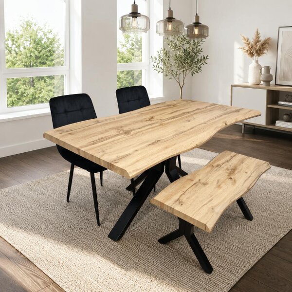 Kosy Koala Dining Table Set With 2 Black Velvet Chairs And Bench Dining Room Furniture