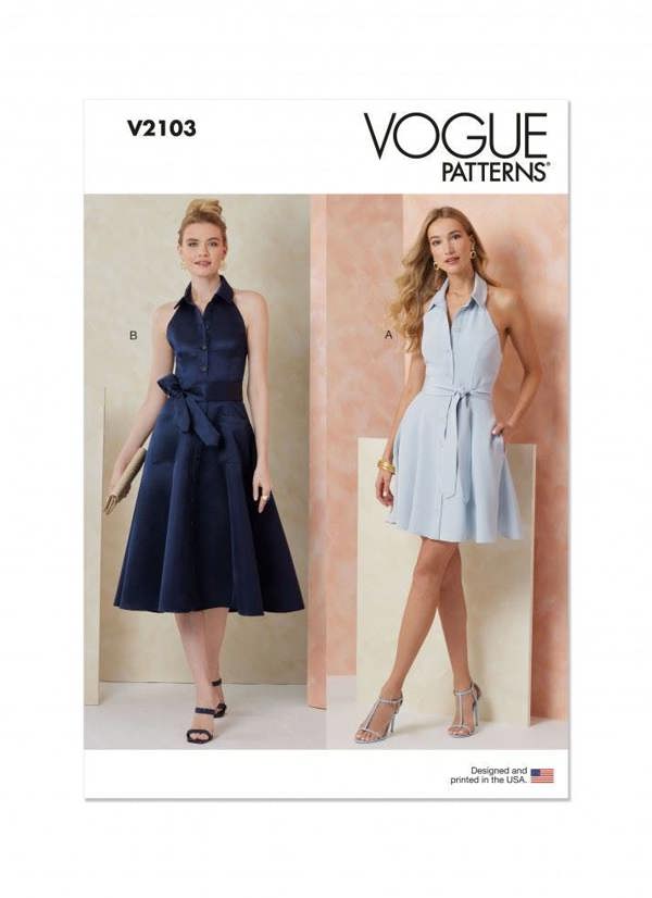 Vogue Sewing Pattern 2103, Dresses, Belts for Women, B5 (8-10-12-14-16) - Intermediate