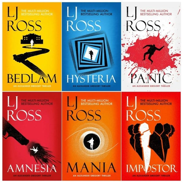LJ Ross Alexander Gregory Thrillers 6 Books Set (Mania, Hysteria, Bedlam, Impostor, Panic, Amnesia)