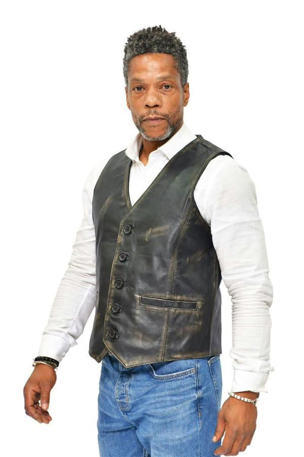 Infinity Leather Mens Classic Leather Waistcoat-Chester