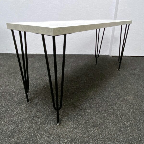 Kosy Koala Grey Dining Table with Hairpin Legs, Bench & 4 Black Velvet Chairs Set for Kitchen & Dining Room