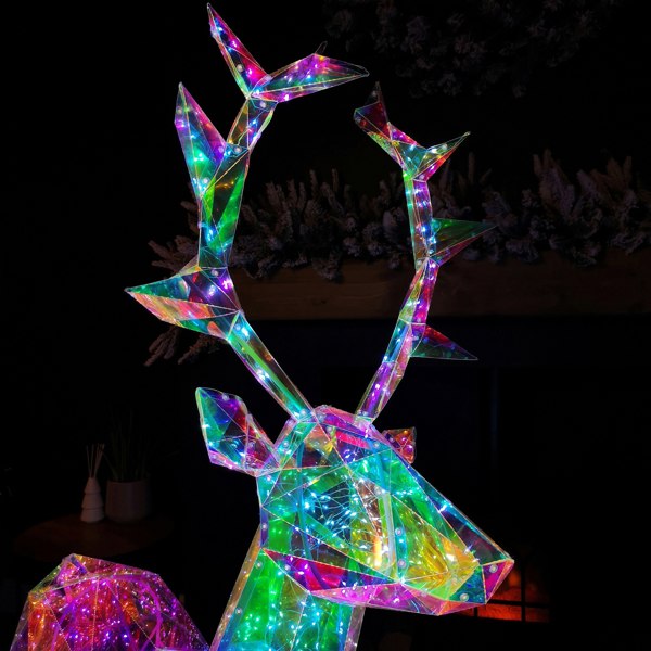 Samuel Alexander 1.4m Light up Standing Dreamlights Iridescent Christmas Stag with 600 White LEDs