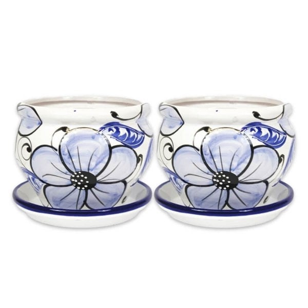 Verano-Ceramics-Blue-Flower-Bola-Plant-Pots-with-Drainage-Plates (2)