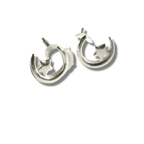 Aye Do Gifts Silver Moon & Star Earrings