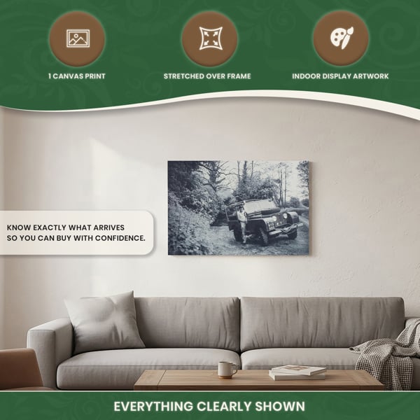 Series 1 Land Rover Canvas Picture Print, Circa 1955 Black and White, 60 x 40 cm, Stretched Canvas on Wooden Frame