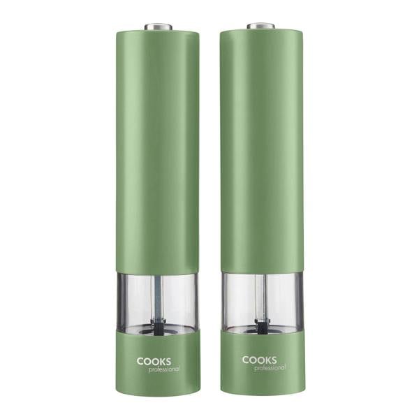 Cooks Professional Electric Salt and Pepper Mill Set | Green