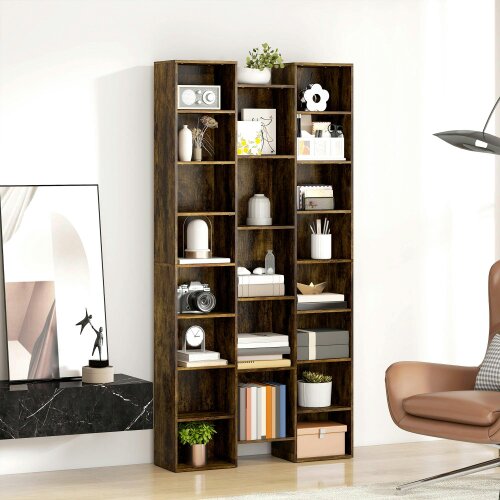 Wyld Haus Elmaso Wooden Brown Twenty One Compartment Storage Bookcase