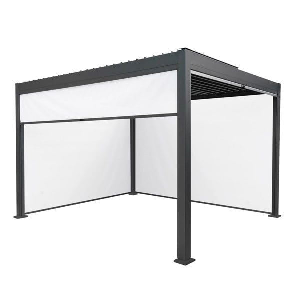 Monstershop Anthracite Aluminium Pergola With White Blinds - 3m x 4m